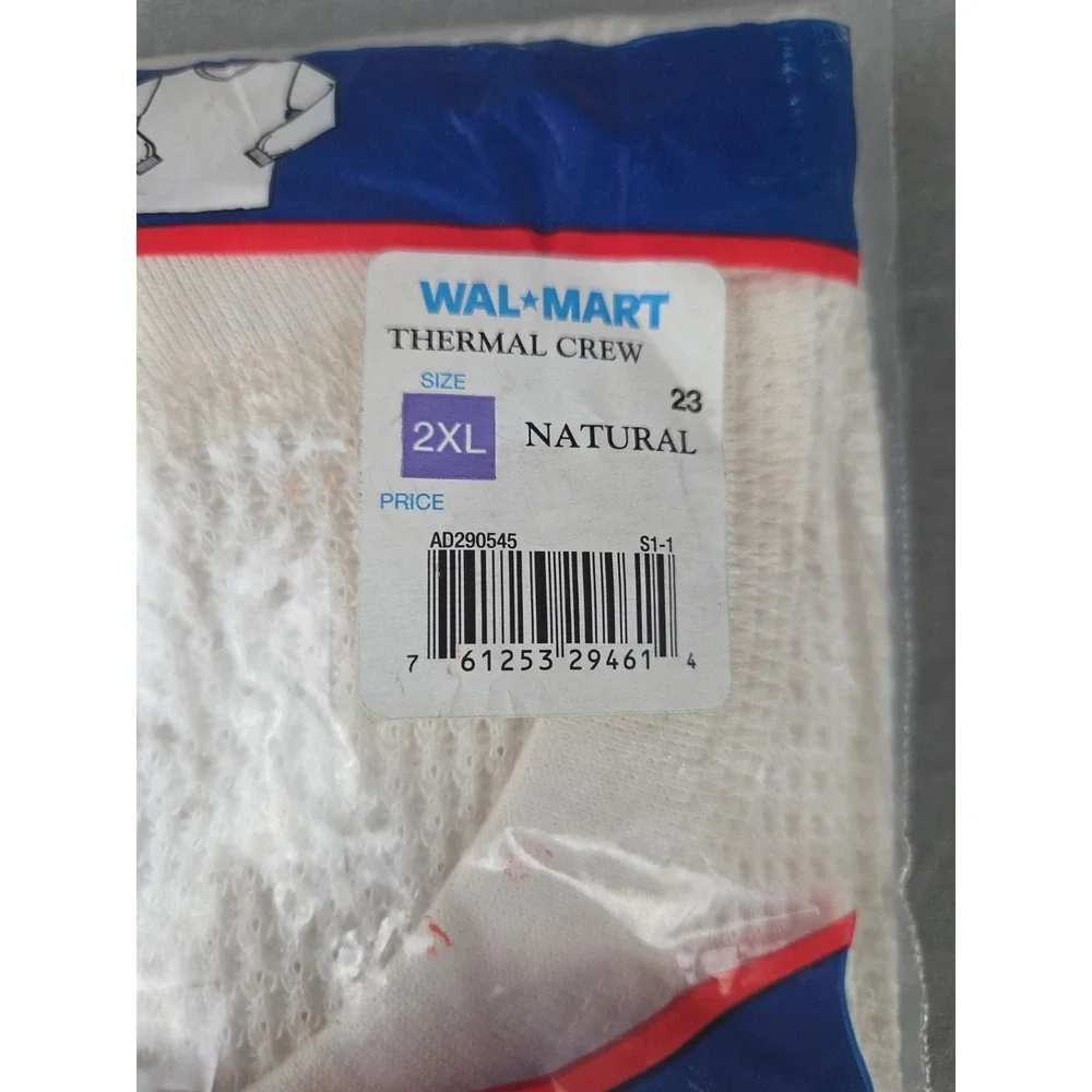 Fruit of the Loom Men's  Thermal Crew Neck Long Sleeve Size 2XL 2003 NOS